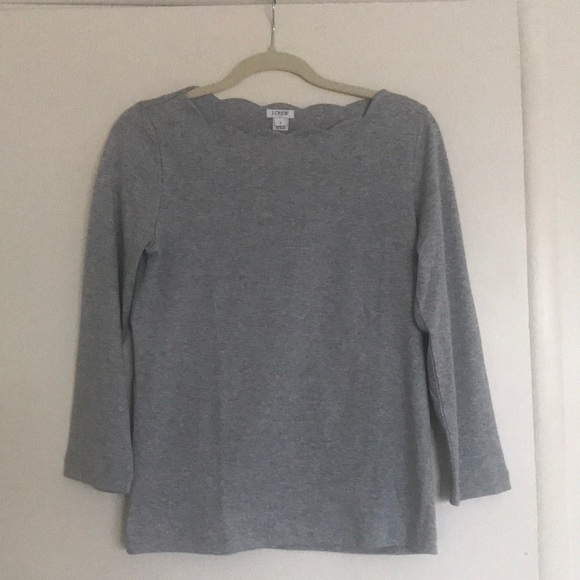 J Crew Scalloped Collar Grey Blouse, Small - Picture 2 of 7